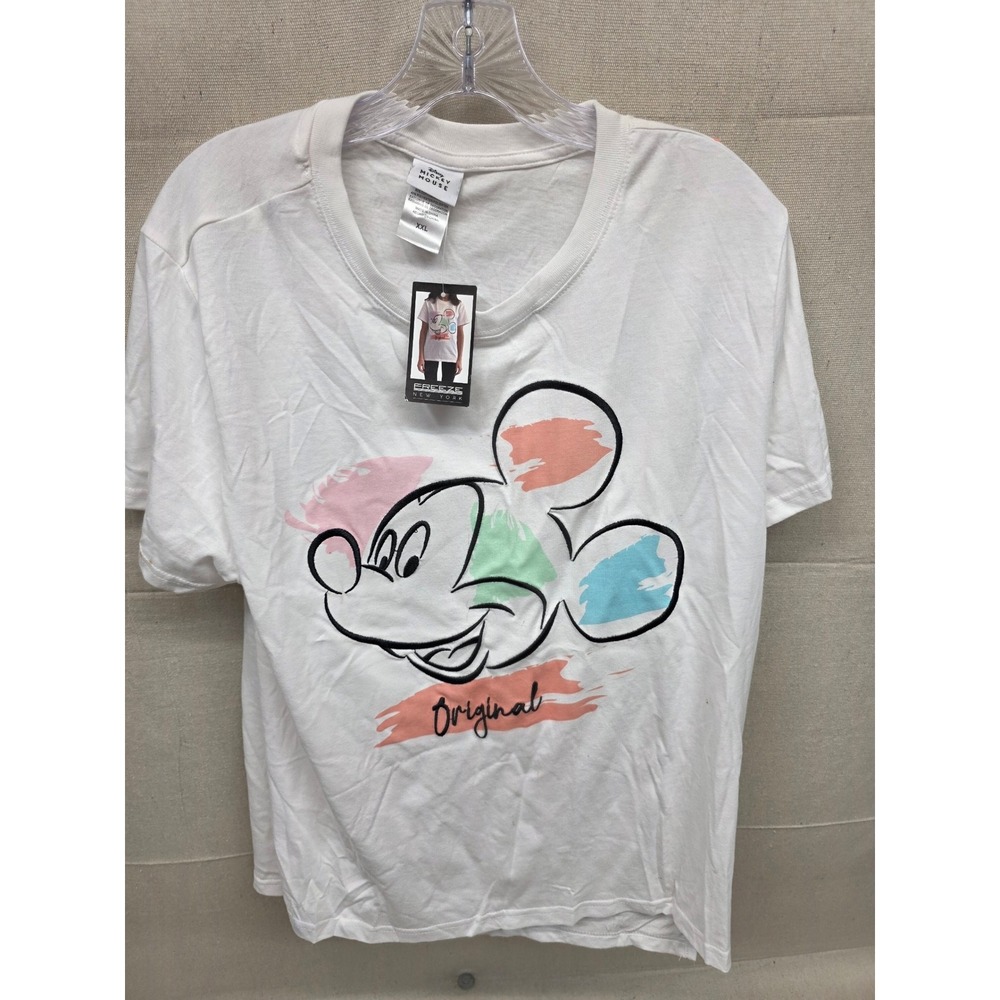 Disney Mickey Mouse Original Graphic T-Shirt White Pastel Freeze New‎ York XXL